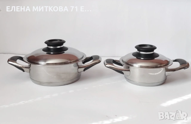 АМС швейцарски масивни тенджерки от стомана с двойно дъно- с термо капаци
