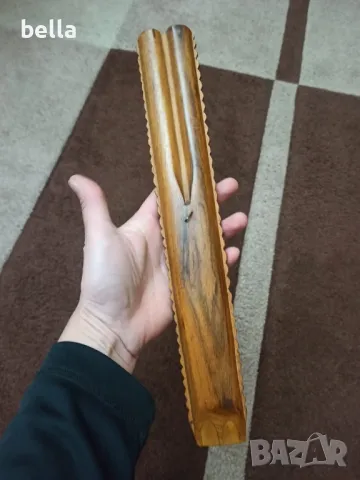 Балкански рядък ръчно изработен и резбован народен инструмент- флейта-двукрайна . 1920-1930 год., снимка 5 - Духови инструменти - 48424716