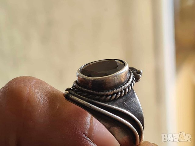 Сребърен пръстен с естествен гранат, снимка 4 - Пръстени - 42407311