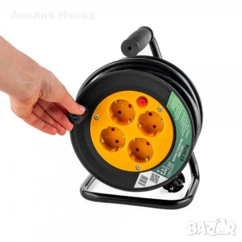 Удължител Muhler с макара,с 4 гнезда-15 метра , снимка 6 - Други стоки за дома - 51247938