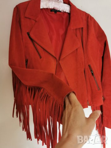 ЯКЕ естествена кожа цвят червен, стилен модел  ,  модерно червен цвят М размер, снимка 1