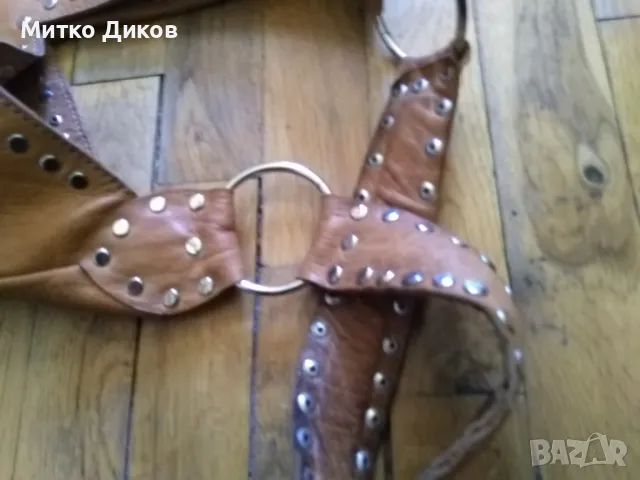 Светло кафява чанта като М естествена кожа 38х27см, снимка 5 - Чанти - 47752362