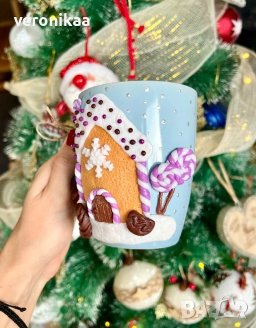 Чаша "Коледна къщичка", снимка 3 - Коледни подаръци - 52862815