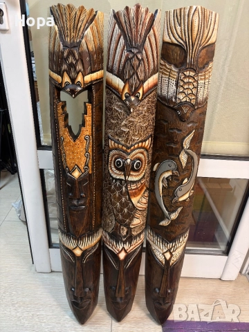 Маска за стена от дърво 1 метър, снимка 1