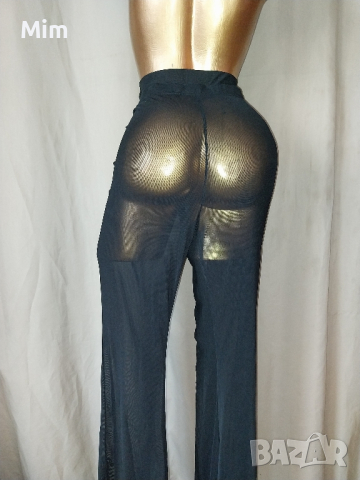XL/ XXL Черен еластичен, ефирен панталон , снимка 6 - Панталони - 44773369
