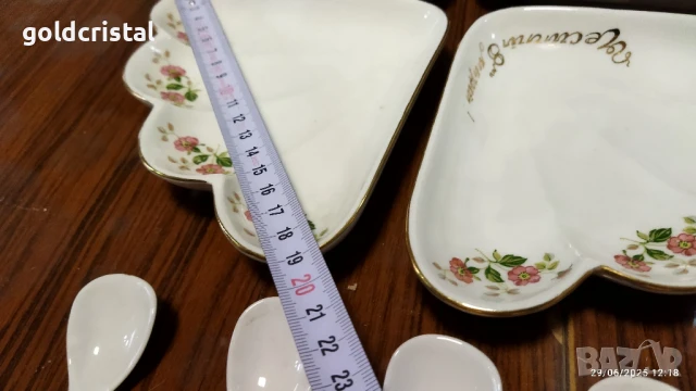 Стар български порцелан Изида чинии с лъжички , снимка 7 - Антикварни и старинни предмети - 38583169