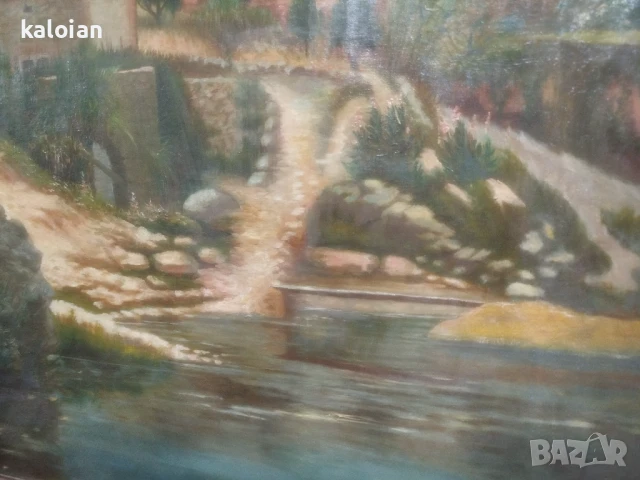 Esteban Alcantarilla Escamilla (1865-1936) Огромна антикварна картина изобразяваща пейзаж от винарск, снимка 10 - Антикварни и старинни предмети - 51317027