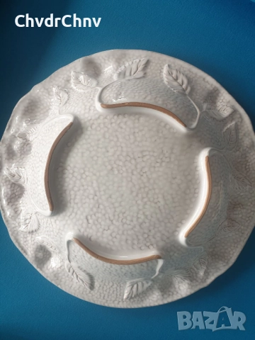 32см голяма италианска керамична чиния за плодове-сладкиш-торта, снимка 4 - Чинии - 52803945