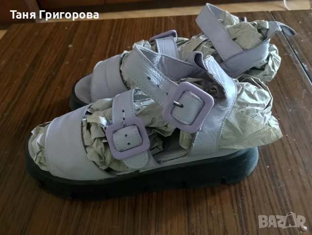 Бледо лилави дамски сандали естествена кожа, снимка 7 - Сандали - 55738929