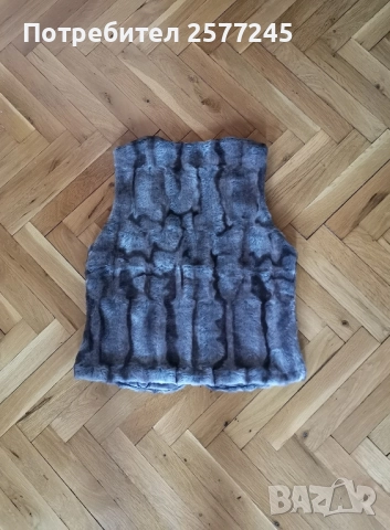 Дамско елече естествен пух размер S-M , снимка 2 - Елеци - 52409176