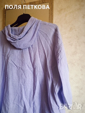 Лилава риза връхно лен, снимка 7 - Ризи - 50847858