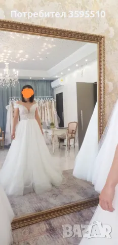 Обувки+Класна и бутикова булчинска рокля от италиански дизайнер, снимка 2 - Сватбени рокли - 49791700