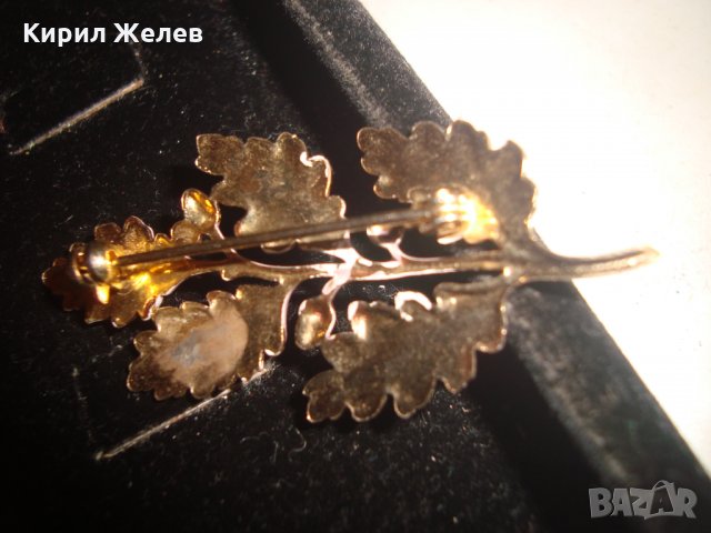 ПОЗЛАТЕНО ДЪБОВО ЛИСТО с ИНКРУСТИРАНИ СКЪПОЦЕННИ КАМЪНИ АМЕТИСТ АРТ БРОШКА 17506, снимка 4 - Други - 31263414