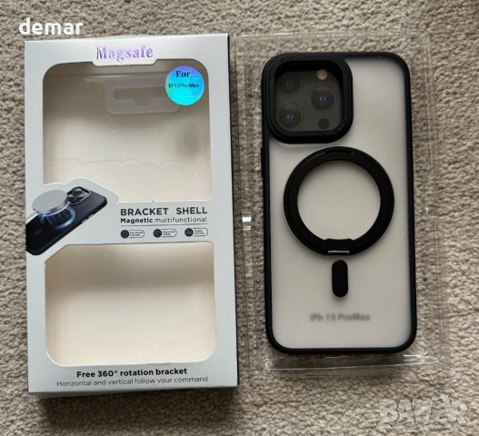 simptech Калъф за iPhone 15 Pro Max 6,7'' 2023, съвместим с Magsafe, черен полупрозрачен, снимка 8 - Калъфи, кейсове - 44263677