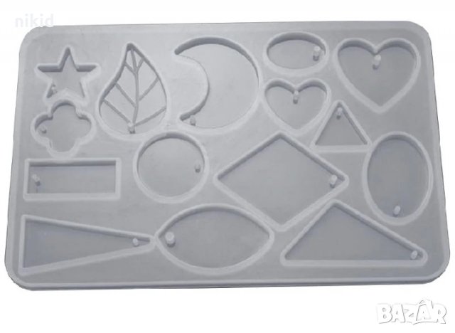 Микс Различни фигурки за висулка висулки плитък силиконов молд форма калъп смола бижу обеци, снимка 2 - Форми - 30132180