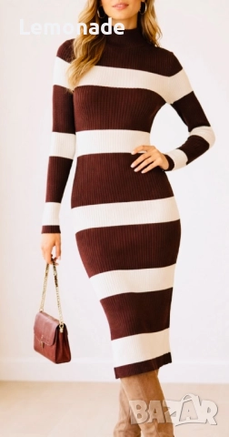 Нова дамска рокля рипс плетиво С размер, снимка 1 - Дамски боти - 34457034
