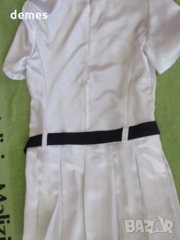  Бяла къса сатенена рокля с къс ръкав, нова, размер 42, снимка 5 - Рокли - 34095406