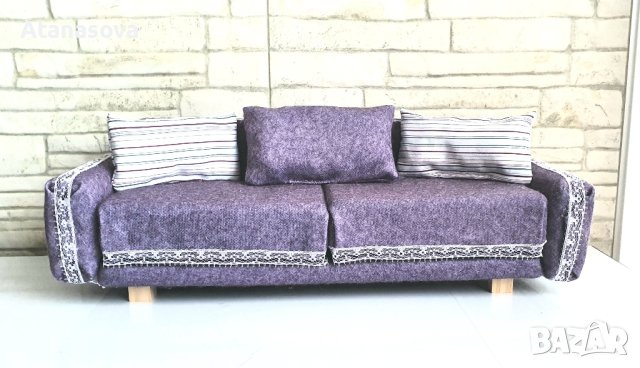 Мини диван за кукла Барби, обзавеждане за кукли, снимка 2 - Кукли - 44238401