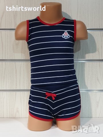 Нов детски комплект: къси панталони + потник (блузка без ръкав), 18-24 месеца
