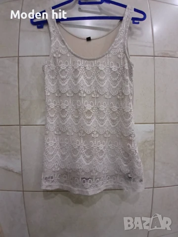 Pimkie бежов топ с дантела, снимка 3 - Потници - 50866525