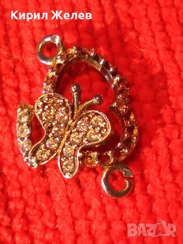 СРЕБЪРНА ПЕПЕРУДКА с ИНКРУСТИРАНИ КРИСТАЛЧЕТА СРЕБРО 925 БИЖУ за ГРИВНА КОЛИЕ 27309