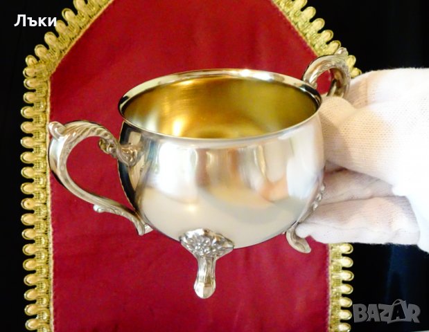 Посребрена захарница,чаша от бронз, снимка 2 - Антикварни и старинни предмети - 30331739