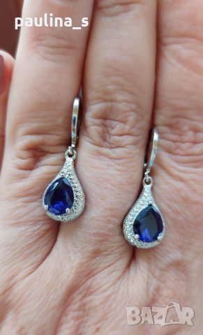 Два (2) броя / Обеци с цирконии, снимка 3 - Обеци - 29013366