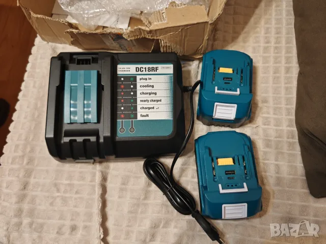 Комплект 2x 18V 5.5Ah Li-ion батерии BL1855B и зарядно DC18RF за Makita