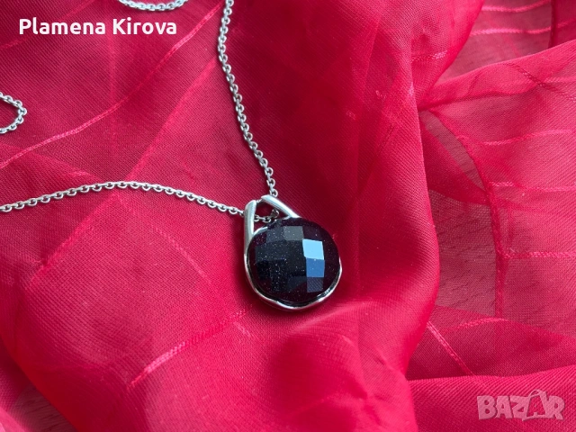 Колие с камък син голдстоун | Сребро 925, снимка 4 - Колиета, медальони, синджири - 54150140