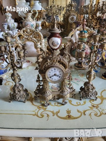 Часовник и два свещника 012, снимка 1 - Антикварни и старинни предмети - 44319038