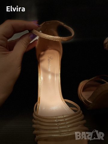 Дамски златисти сандали, 39 номер, снимка 3 - Дамски обувки на ток - 38583715