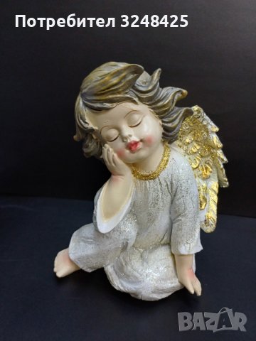 Голям ангел от висококачествен полирезин - Подпряна позиция., снимка 1 - Статуетки - 42689695