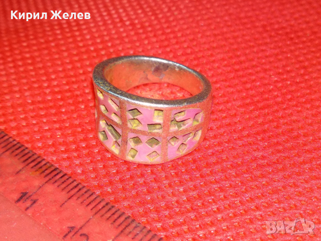 СТАР АНГЛИЙСКИ СРЕБЪРЕН ПРЪСТЕН СТЕРЛИНГОВО СРЕБРО 925 с РЪЧНО РЕЗБОВАН РОЗОВ СЕДЕФ 43768, снимка 14 - Антикварни и старинни предмети - 44613396