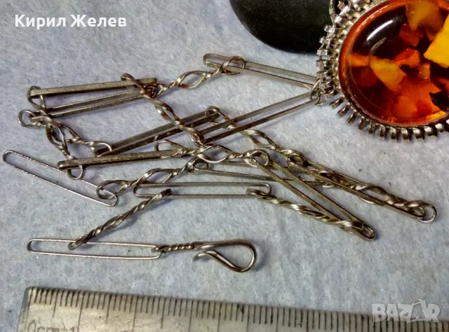 КРАСИВ АЖУРЕН ВИНТИДЖ АРТ СТИЛ КЕХЛИБАРЕН МЕДАЛЬОН КОЛИЕ от БЛАГОРОДНА СТОМАНА и КЕХЛИБАР 48638, снимка 8 - Колиета, медальони, синджири - 48480592