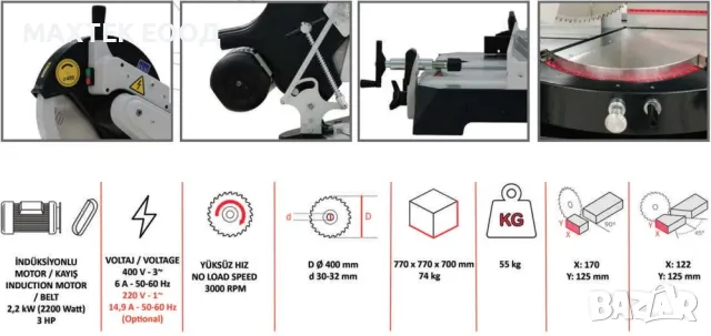 Преносим циркуляр с горно подаване на диска Ritim ATLANTIC 400, снимка 4 - Циркуляри - 47258056