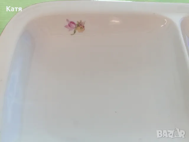  Българско порцеланово плато с две разделения.., снимка 3 - Чинии - 50059985