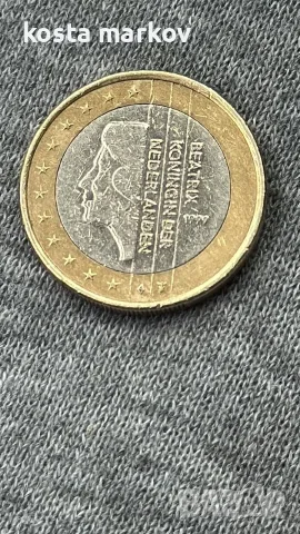 1999 г. Монета от 1 евро Холандия Beatrix Koningin Der Nederlanden РЯДКА