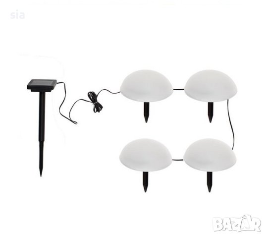 Соларни фенери за градина, комплект бели гъби, 82 см, 4 бр., снимка 2 - Външни лампи - 40399404