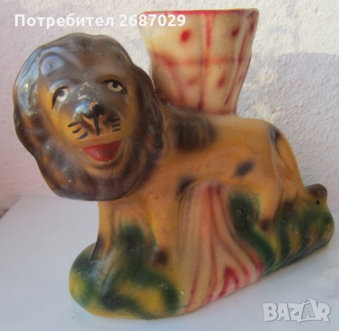 Стара ваза с лъв, керамика, снимка 1