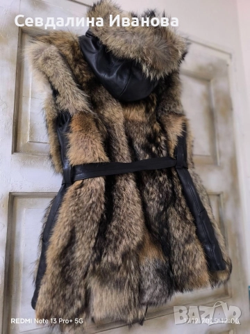 елек от лицева кожа и косъм, снимка 7 - Елеци - 47954666