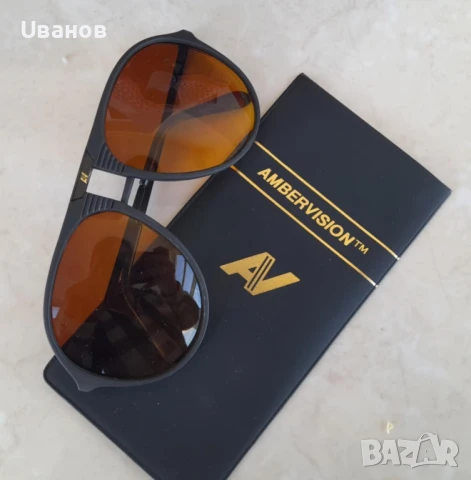 дизайнерски слънчеви очила тип авиатор „AMBER VISION“ от 90-те години, снимка 3 - Слънчеви и диоптрични очила - 50875475