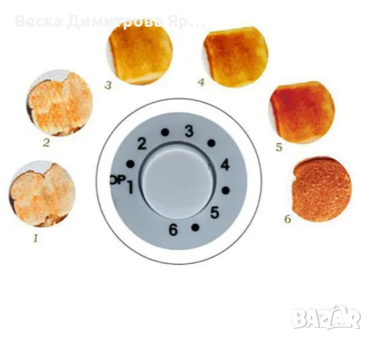 Тостер за хляб Rosberg, 750W, 2 филийки, 6 степени, Бял, снимка 5 - Тостери - 49488621
