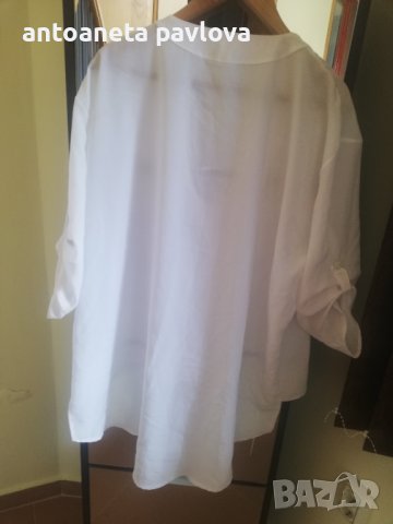 Бяла дълга  асиметрична туника -риза, снимка 4 - Туники - 38062451
