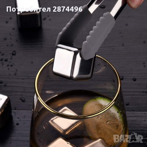 2909 Метални кубчета за охлаждане на напитки с щипка, снимка 4 - Аксесоари за кухня - 35349117