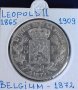 Монета Белгия - 5 Франка 1872 г. Леополд II - Сребро, снимка 1 - Нумизматика и бонистика - 31540151