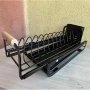 Черен плъзгащ се органайзер за прибори за хранене, 37x17.5x16см,За кухненски шкафове. Dish rack, снимка 5