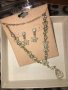 Колие и обеци сребърни с камъни и перли, снимка 1 - Бижутерийни комплекти - 31870060