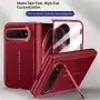 Xiaomi 18 Fold Калъф Кожа и PC, Твърдо Стъкло, Стойка – Черен, Червен и Бял, снимка 2