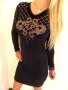 Черна рокля със златисти и сребристи камъчета , снимка 1 - Рокли - 39025570