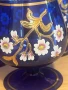 6 винтидж кристални чаши  Bohemia ръчно рисувани, кобалтово сини с позлата, снимка 3